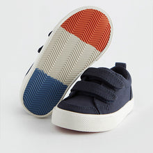 Load image into Gallery viewer, Navy Canvas Standard Fit (F) Two Strap Touch Fastening Trainers