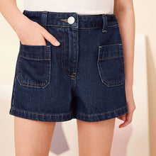 Load image into Gallery viewer, Dark Blue Pocket Denim Shorts