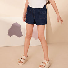 Load image into Gallery viewer, Dark Blue Pocket Denim Shorts