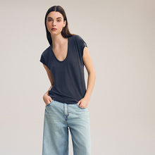 Load image into Gallery viewer, Charcoal Grey Premium Modal Rich Short Sleeve Scoop Neck T-Shirt