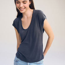 Load image into Gallery viewer, Charcoal Grey Premium Modal Rich Short Sleeve Scoop Neck T-Shirt