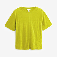 Load image into Gallery viewer, Lime Green Slim Fit Premium 100% Linen Crew Neck Short Sleeve T-Shirt