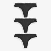 Load image into Gallery viewer, Black Thong Knickers 3 Pack