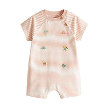 Load image into Gallery viewer, Neutral Dinosaur Baby Jersey Rompers 3 Pack