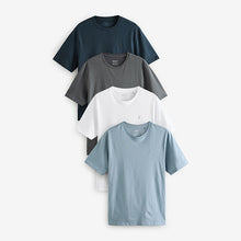 Load image into Gallery viewer, Blue/Navy/White/Steel Regular Fit T-Shirts 4 Pack