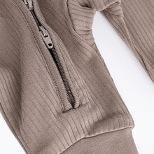 Load image into Gallery viewer, Neutral Tan Brown 100% Cotton Baby Zip Sleepsuits 3 Pack (0-2yrs)
