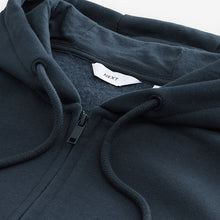 Load image into Gallery viewer, Navy Blue Cotton-Rich Jersey Zip Up Hoodie