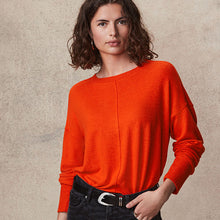 Load image into Gallery viewer, Orange Soft Touch Cosy Seam Crew Neck Jumper