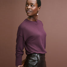 Load image into Gallery viewer, Burgundy Red Cosy Seam Front Crewneck