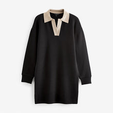 Load image into Gallery viewer, Black Soft Touch Cosy Collared Polo Jumper Dress