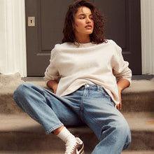Load image into Gallery viewer, Natural Oatmeal Relaxed Fit Essentials Longline Sweatshirt