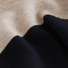 Load image into Gallery viewer, Neutral/Black Stripe Soft Touch Cosy Collared Button Down Polo Sweatshirt