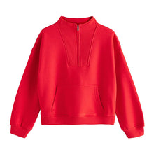 Load image into Gallery viewer, Red Graphic Mod Zip Neck Sweat Top