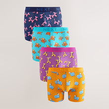 Load image into Gallery viewer, Bright Orange/Pink/Blue Balloon Animal Print 4 pack Trunks Boxers
