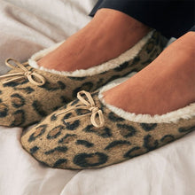 Load image into Gallery viewer, Animal Faux Fur Lined Ballet Slippers