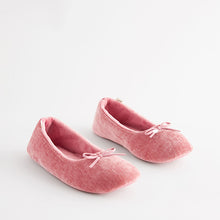 Load image into Gallery viewer, Pink Velour Ballet Slippers