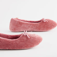 Load image into Gallery viewer, Pink Velour Ballet Slippers