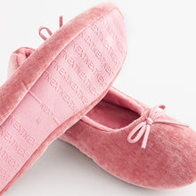 Load image into Gallery viewer, Pink Velour Ballet Slippers