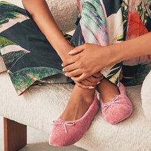 Load image into Gallery viewer, Pink Velour Ballet Slippers
