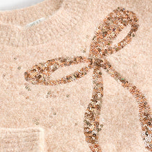 Load image into Gallery viewer, Ecru Bow Sequin Jumper Dress (3-12yrs)
