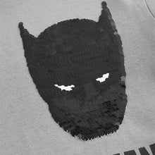 Load image into Gallery viewer, Charcoal Grey Batman Licensed Flippy Sequin Long Sleeve T-Shirt