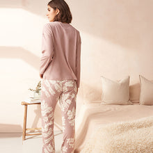 Load image into Gallery viewer, Pink Leaf 100% Cotton Long Sleeve Pyjamas