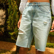 Load image into Gallery viewer, Bleach Ripped Denim Bermuda Shorts