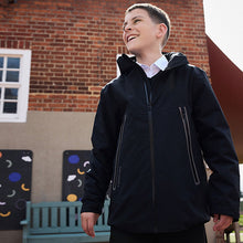 Load image into Gallery viewer, Black Waterproof Fleece Hooded Lined Jacket (3-12yrs)