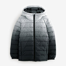 Load image into Gallery viewer, Grey/Black Quilted Midweight Hooded Jacket (3-12yrs)