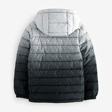 Load image into Gallery viewer, Grey/Black Quilted Midweight Hooded Jacket (3-12yrs)