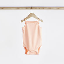Load image into Gallery viewer, Peach/Green Baby Strappy Vest Bodysuits 5 Pack