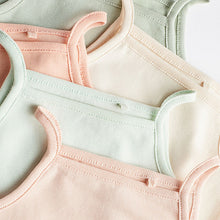 Load image into Gallery viewer, Peach/Green Baby Strappy Vest Bodysuits 5 Pack