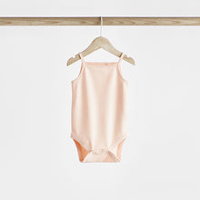 Load image into Gallery viewer, Peach/Green Baby Strappy Vest Bodysuits 5 Pack