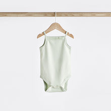 Load image into Gallery viewer, Peach/Green Baby Strappy Vest Bodysuits 5 Pack