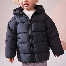 Load image into Gallery viewer, Charcoal Grey Shower Resistant Padded Puffer Coat (3mths-6yrs)