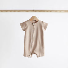 Load image into Gallery viewer, Neutral 3 Pack Two Way Zip Baby 100% Cotton Rompers (0mths-12mth)