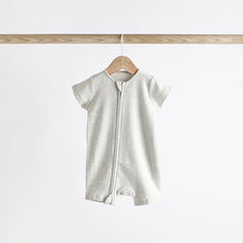 Load image into Gallery viewer, Neutral 3 Pack Two Way Zip Baby 100% Cotton Rompers (0mths-12mth)