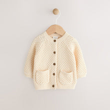 Load image into Gallery viewer, Ecru Knitted Embroidered Cardigan (0-18mths)