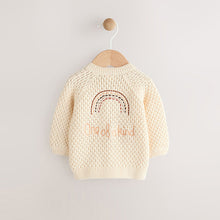 Load image into Gallery viewer, Ecru Knitted Embroidered Cardigan (0-18mths)