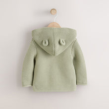 Load image into Gallery viewer, Sage Green Knitted Baby Cardigan (0-18mths)