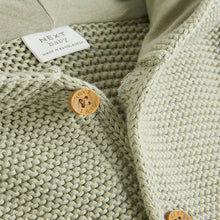 Load image into Gallery viewer, Sage Green Knitted Baby Cardigan (0-18mths)