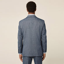 Load image into Gallery viewer, Blue Regular Fit Trimmed Textured Suit Jacket