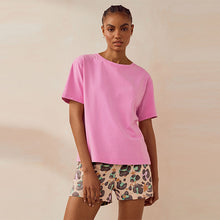 Load image into Gallery viewer, Pink Animal 100% Cotton Short Pyjamas Set