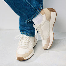 Load image into Gallery viewer, White Forever Comfort® Suede Stitch Detail Chunky Trainers