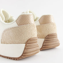 Load image into Gallery viewer, White Forever Comfort® Suede Stitch Detail Chunky Trainers
