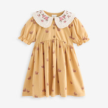 Load image into Gallery viewer, Ochre Yellow Short Sleeve Collar Dress