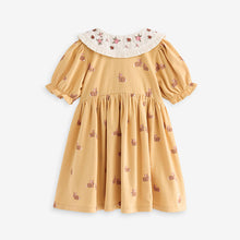Load image into Gallery viewer, Ochre Yellow Short Sleeve Collar Dress
