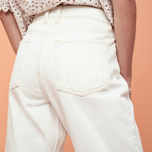 Load image into Gallery viewer, White 100% Cotton Ripped Straight Leg Jeans