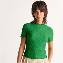 Load image into Gallery viewer, Green Short Sleeve Lettuce Edge Textured Top