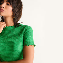 Load image into Gallery viewer, Green Short Sleeve Lettuce Edge Textured Top